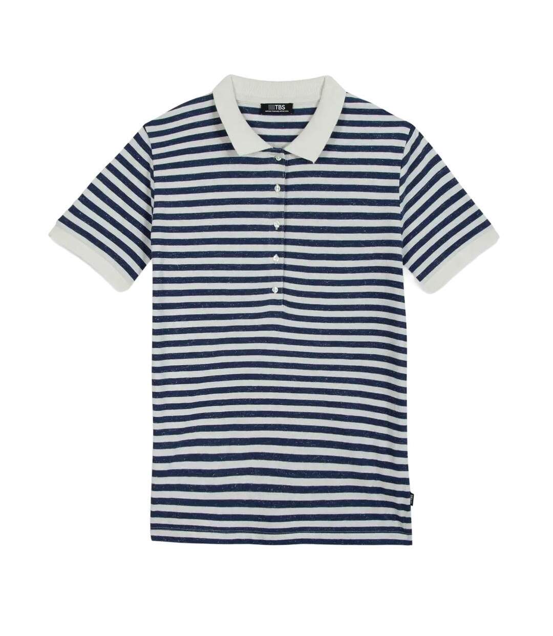 Polo blanc/marine femme tbs adialpol-1