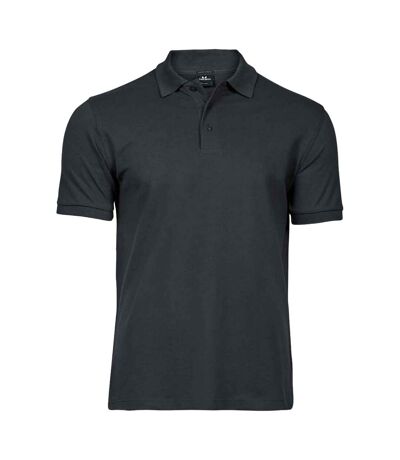 Mens luxury stretch pique polo shirt dark grey Tee Jays