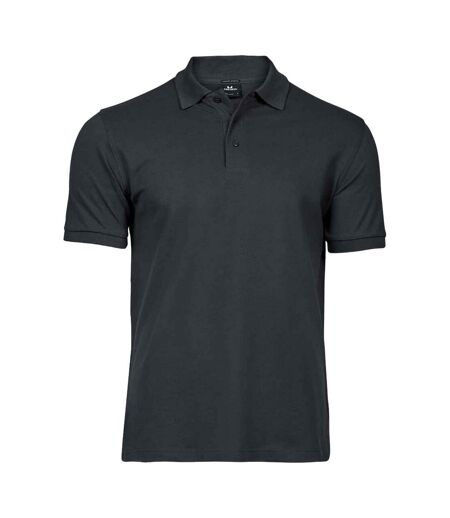 Mens luxury stretch pique polo shirt dark grey Tee Jays