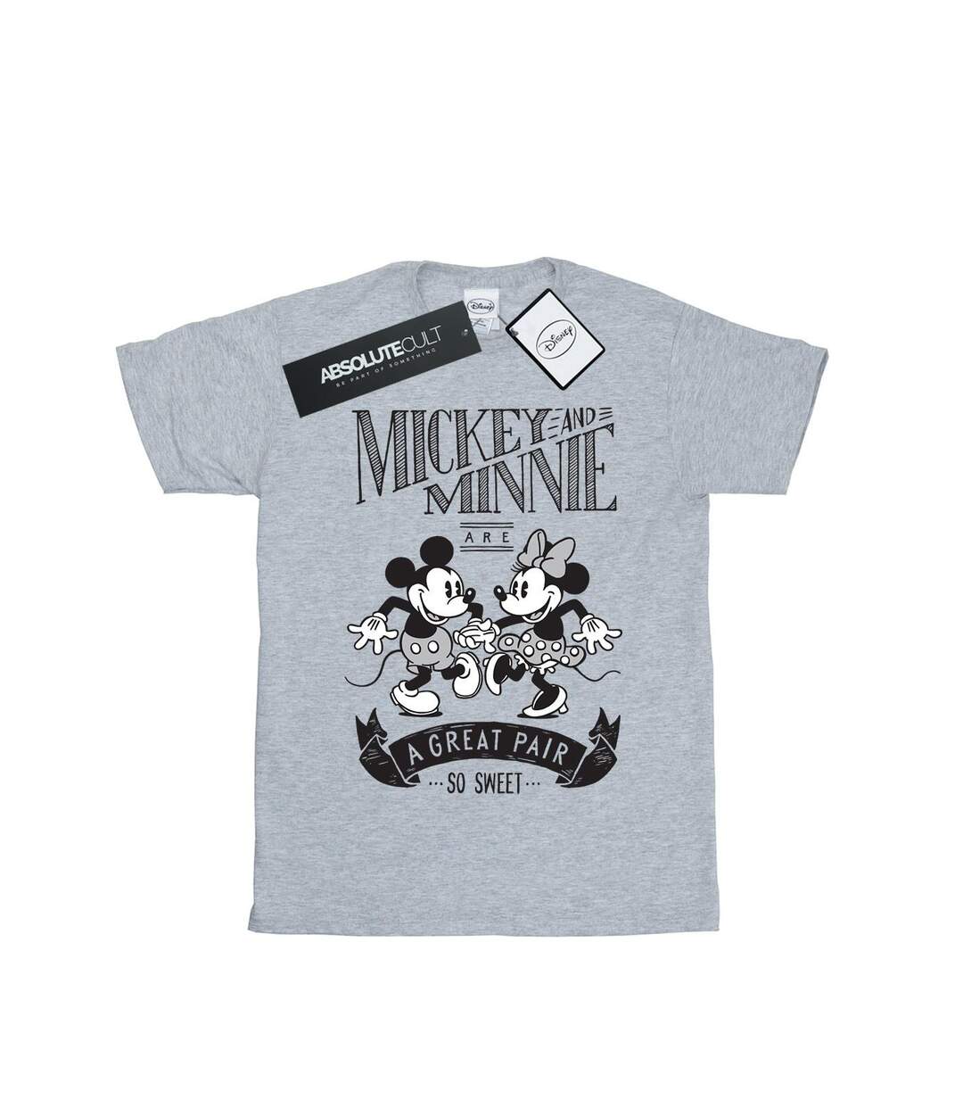 Disney Femme/Les femmes Mickey et Minnie Mouse Great Pair T-Shirt Boyfriend en coton (Gris sportif) - UTBI50646-1