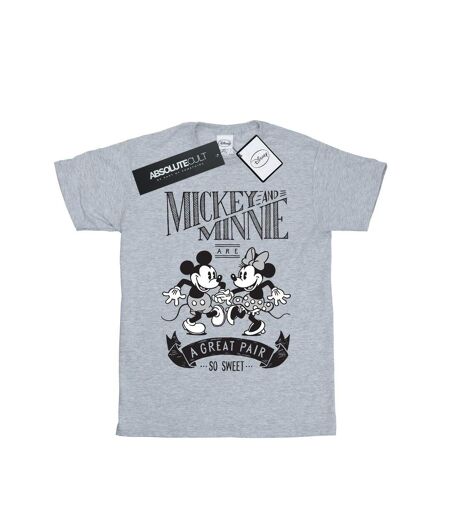 Disney Femme/Les femmes Mickey et Minnie Mouse Great Pair T-Shirt Boyfriend en coton (Gris sportif) - UTBI50646