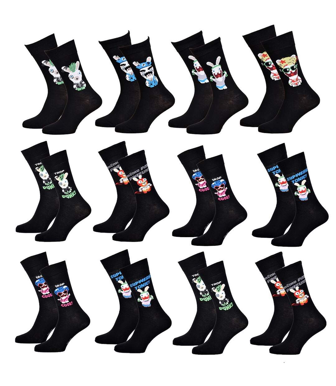 Chaussettes HOMME Licence PACK DE 12 PAIRES SURPRISE Pack 12 LAPINS CRETINS