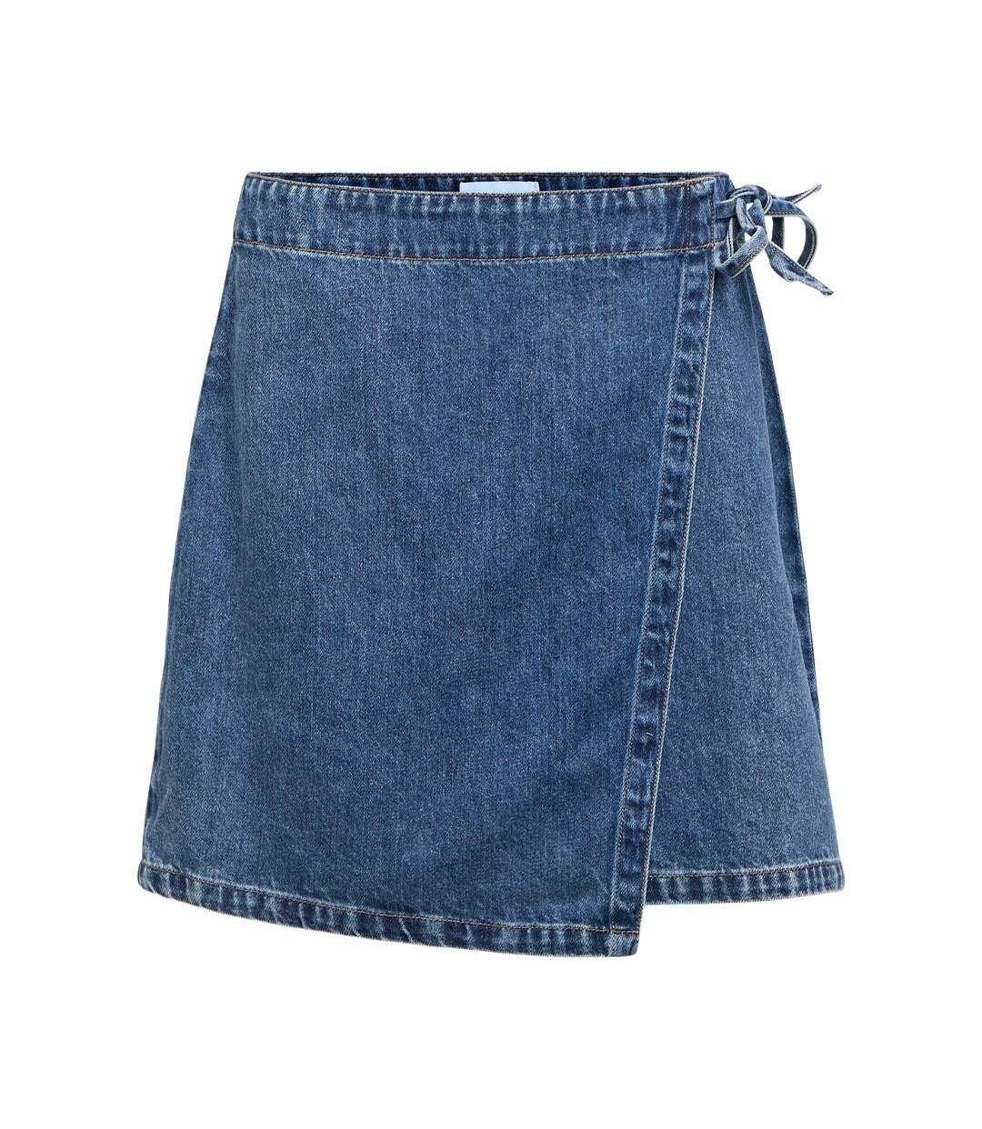 Jupe portefeuille denim bleu femme vero moda wrap-2