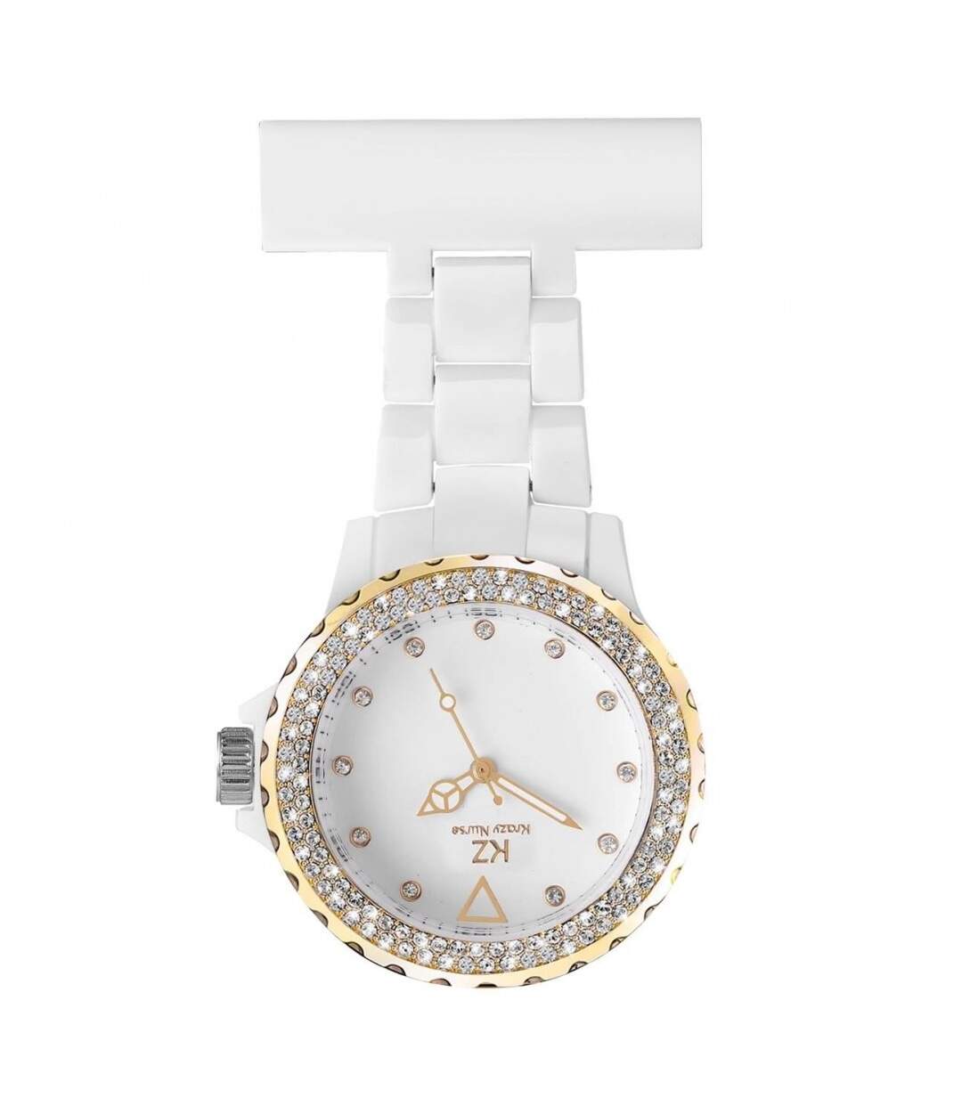 Montre Fun Infirmière Plastique Blanc Doré Strass KRAZY 33