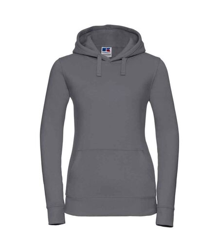 Womens/ladies authentic hoodie convoy grey Russell
