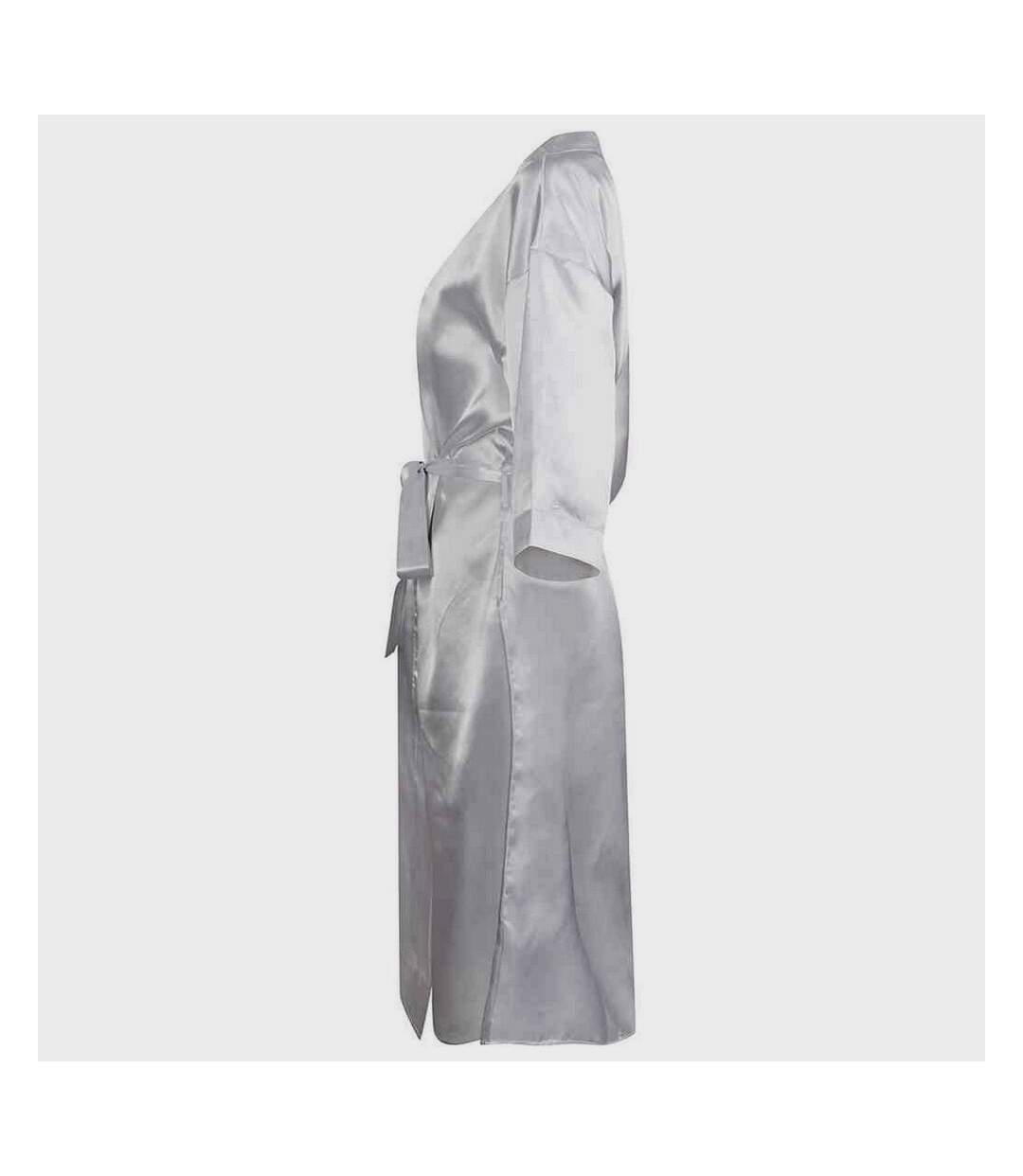 Womens/ladies satin robe white Towel City-3