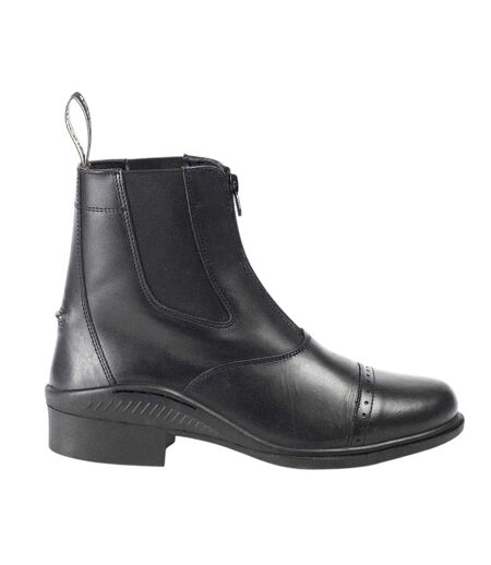 Womens/ladies Tivoli Leather Zip Paddock Boots Black Brogini
