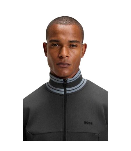 Mens Embroidered Logo Regular Long-sleeved Track Jacket Dark Grey Boss