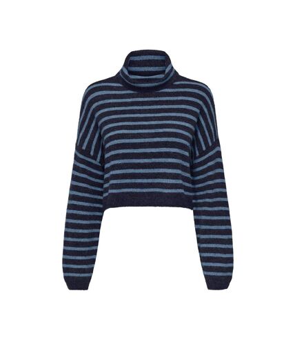 Pull Col roulé Bleu/Noir Femme Only Talio - L