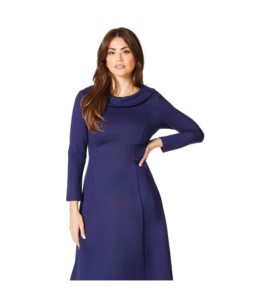 Robe mi-longue femme bleu marine Principles-3