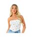 Haut Style Corset Motif/style Floral Femme Blanc Missy Empire-2