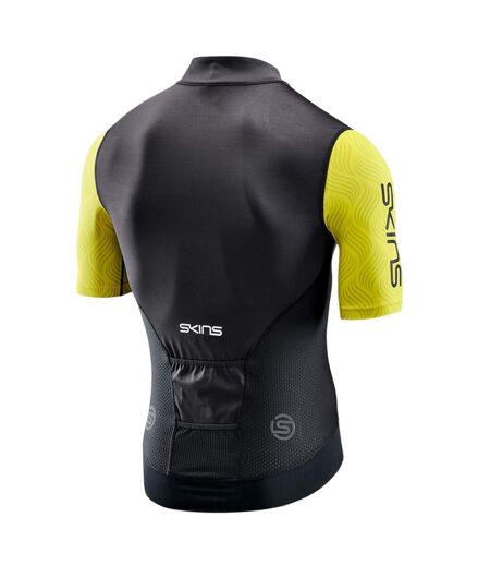 Mens Elite Mock Neck Cycling Top Yellow Black Skins