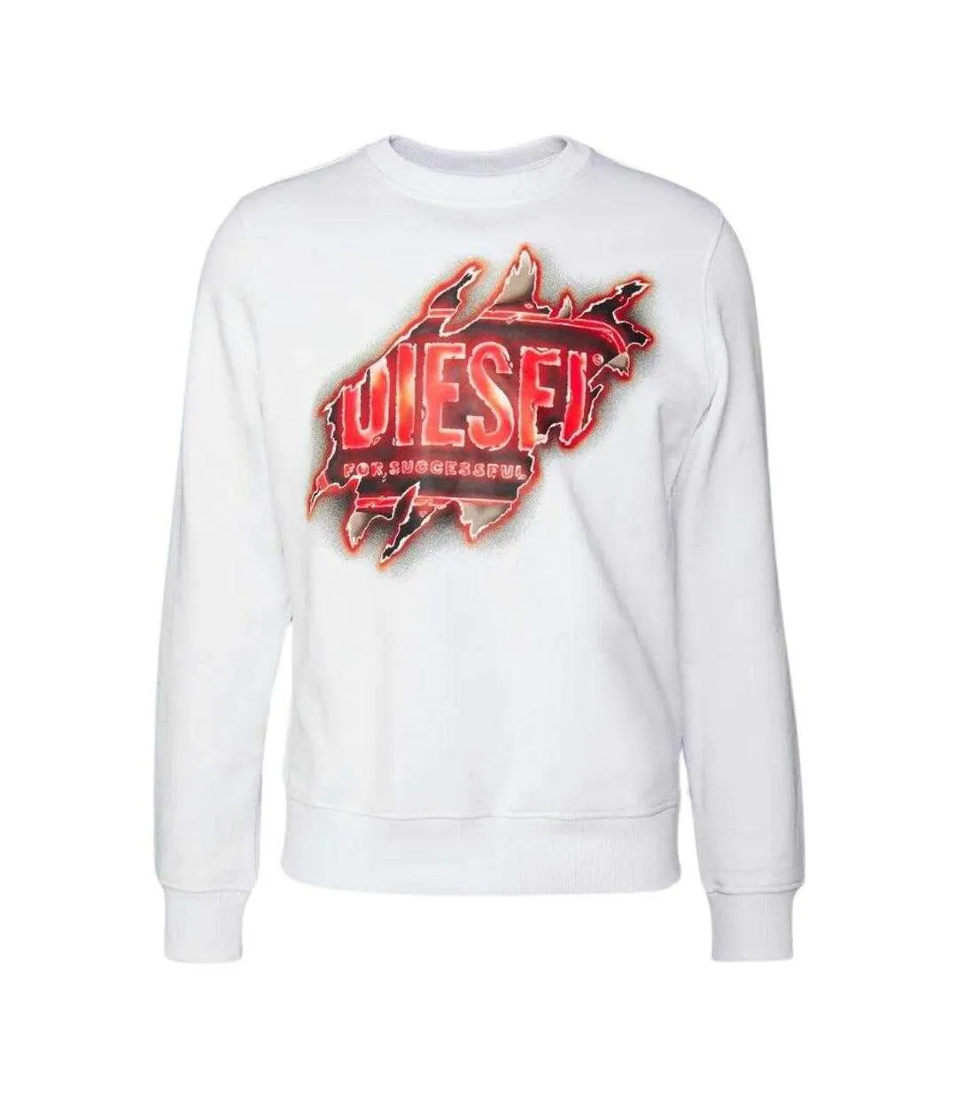 Unisex Adult Peel Effect Logo Sweatshirt White Diesel-1