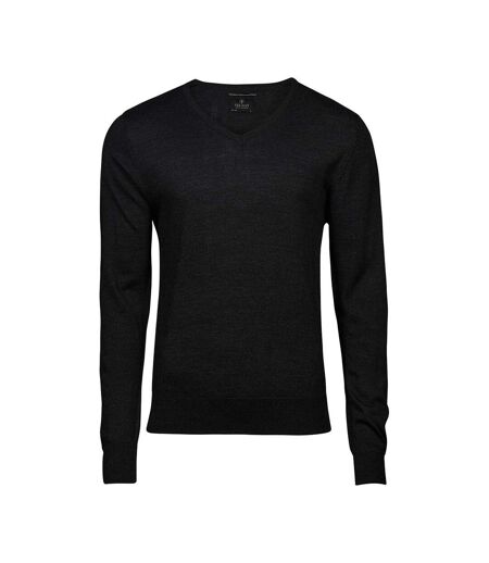 Tee Jays Mens Merino Blend V Neck Sweater (Black)