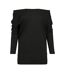 Haut Manches Chauve-souris Femme Noir Build Your Brand-2