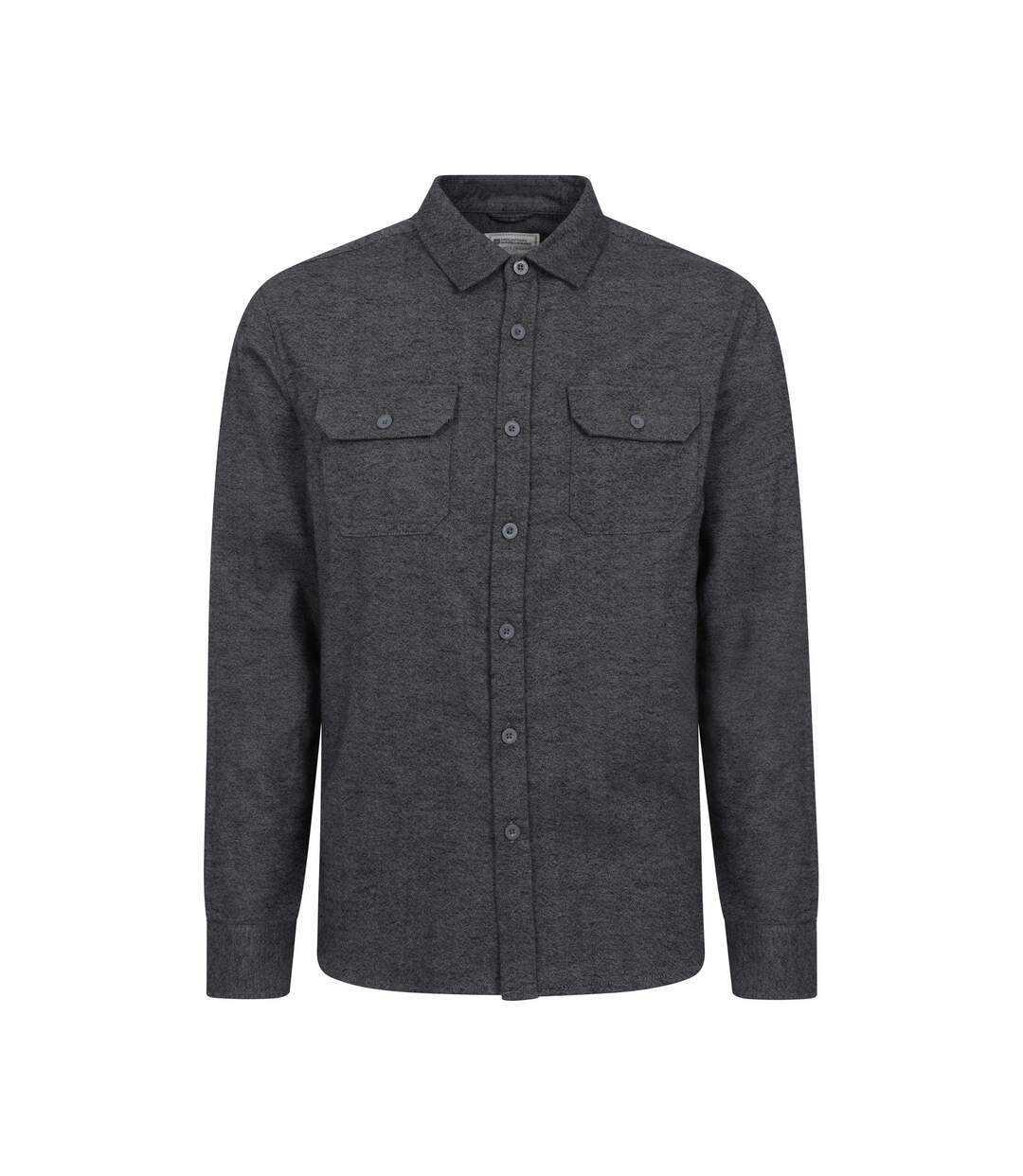 Mens Trace Flannel Long-sleeved Shirt Dark Grey Mountain Warehouse-1