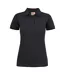 Womens/ladies Stretch Polo Shirt Black Printer-2