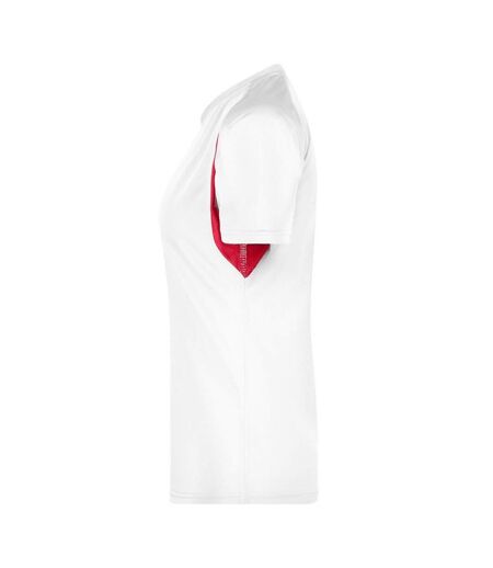 T-shirt Course À Pied Femme Blanc Rouge James And Nicholson