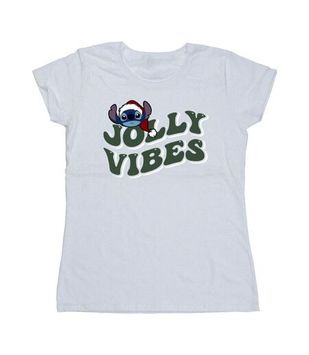 Disney Femmes/Les femmes Lilo & Stitch Jolly Chilling Vibes - T-shirt en coton (Blanc) - UTBI26123