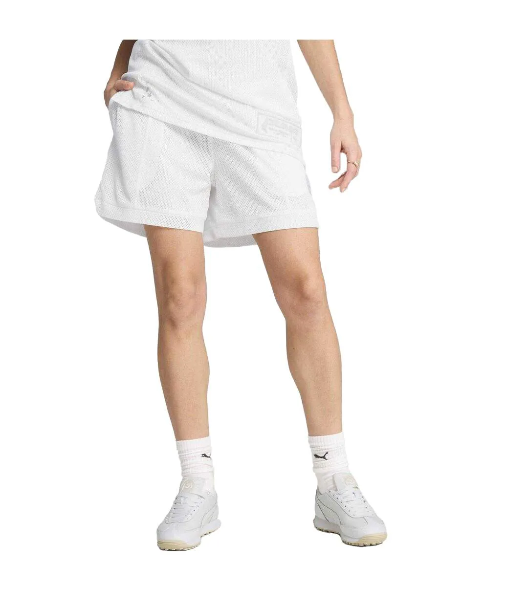 Womens/ladies Jersey Sweat Shorts  White Puma-1