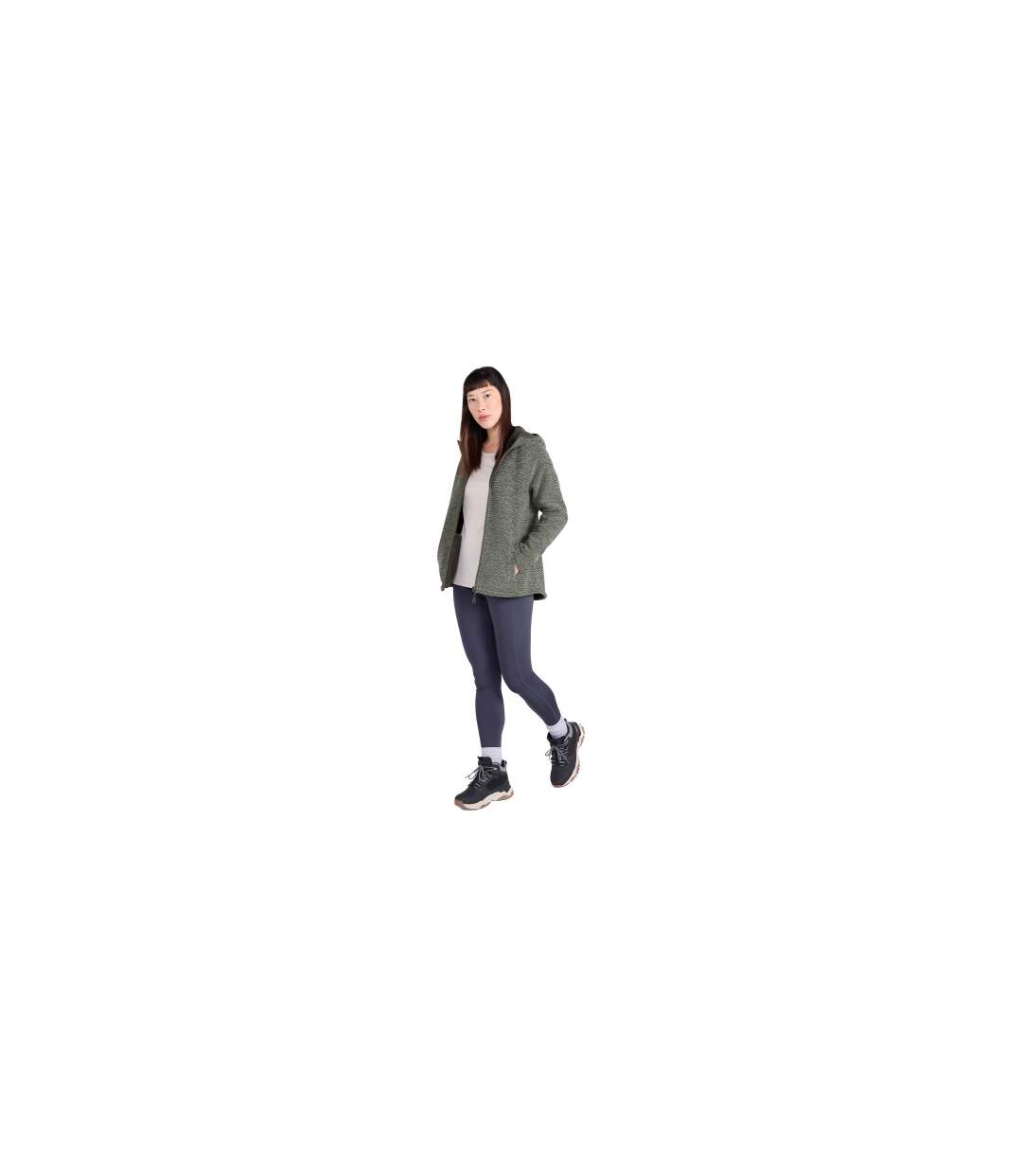 Womens/ladies Hayfield Melange Faux Fur Lined Fleece Top Khaki Green Mountain Warehouse-1
