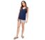 Top femme été sans manches SABINE uni bleu marine Coton Du Monde-1