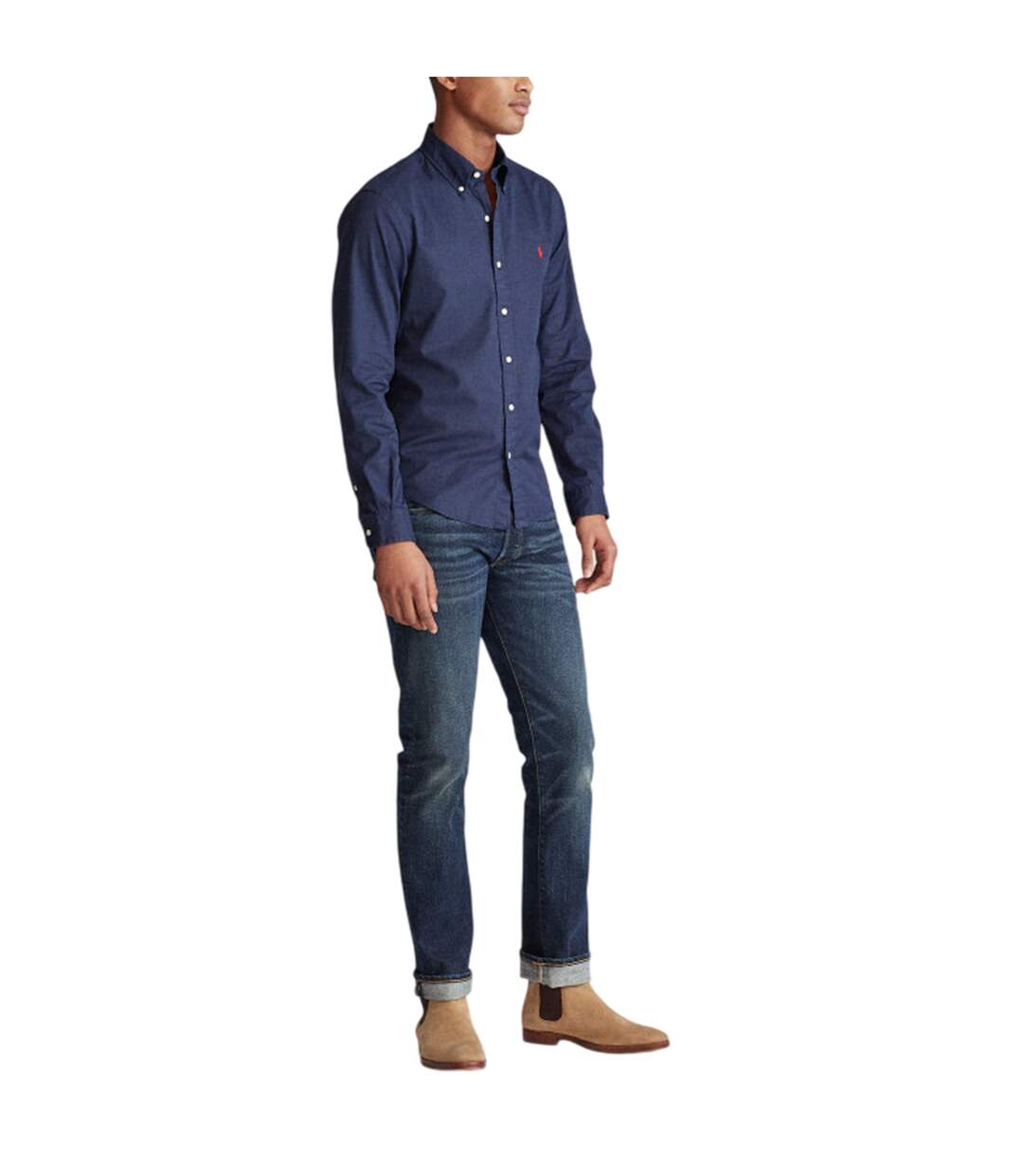 Mens Oxford Long-sleeved Button-down Shirt Navy Ralph Lauren-3