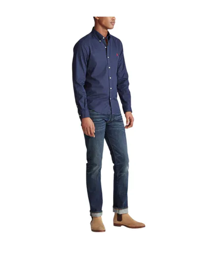 Mens Oxford Long-sleeved Button-down Shirt Navy Ralph Lauren