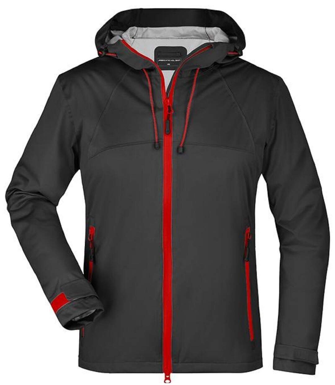 Veste softshell à capuche - Femme - JN1097 - noir et rouge-2