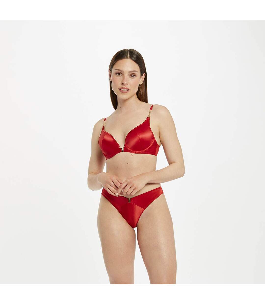 Soutien-gorge ampliforme coque moulée rouge Ava satin