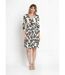 Robe fleurie boutonnée col V et manches 3/4-1