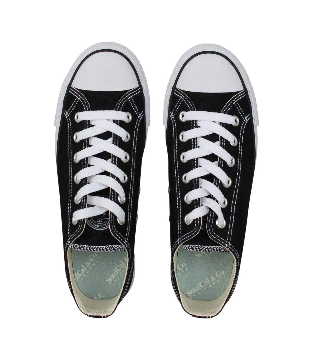 Womens/ladies Canvas Flat Trainers Black SoulCal-4