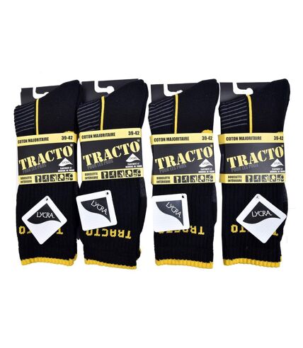Chaussettes de Travail TRACTO pour Homme Résistance et Qualité Pro Pack de 4 TRACTO Lycra Noir