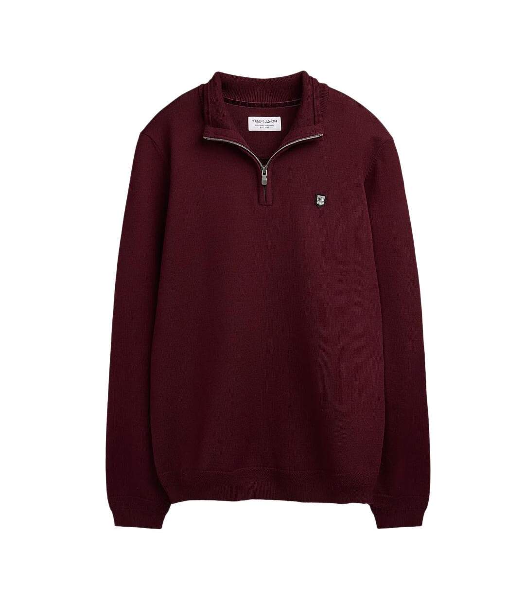 Pull 1/4 zip bordeaux homme teddy smith marty 2 - l-1
