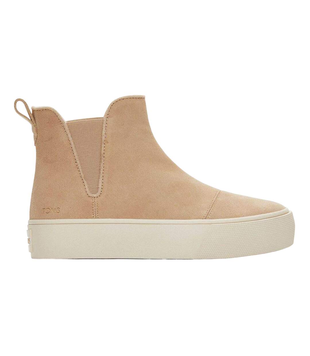 Womens/ladies Suede Platform Chelsea Boots Natural Toms-1