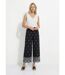 Pantalon large coton brodé taille élastiquée-3