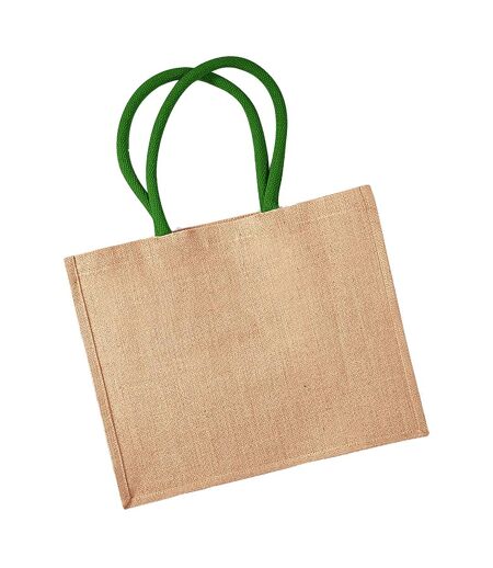 Westford Mill Classic Jute Shopper Bag (21 Liters) (Natural/Forest Green) (One Size)