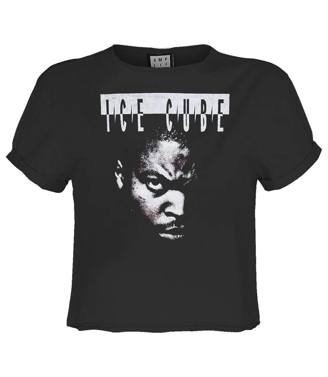 Womens/ladies Intimidation Ice Cube Crop Top Charcoal Amplified-1