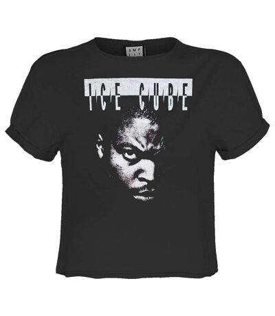 Womens/ladies Intimidation Ice Cube Crop Top Charcoal Amplified