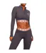 Womens/ladies Impact Half Zip Crop Top Slate Peach Gym King-4