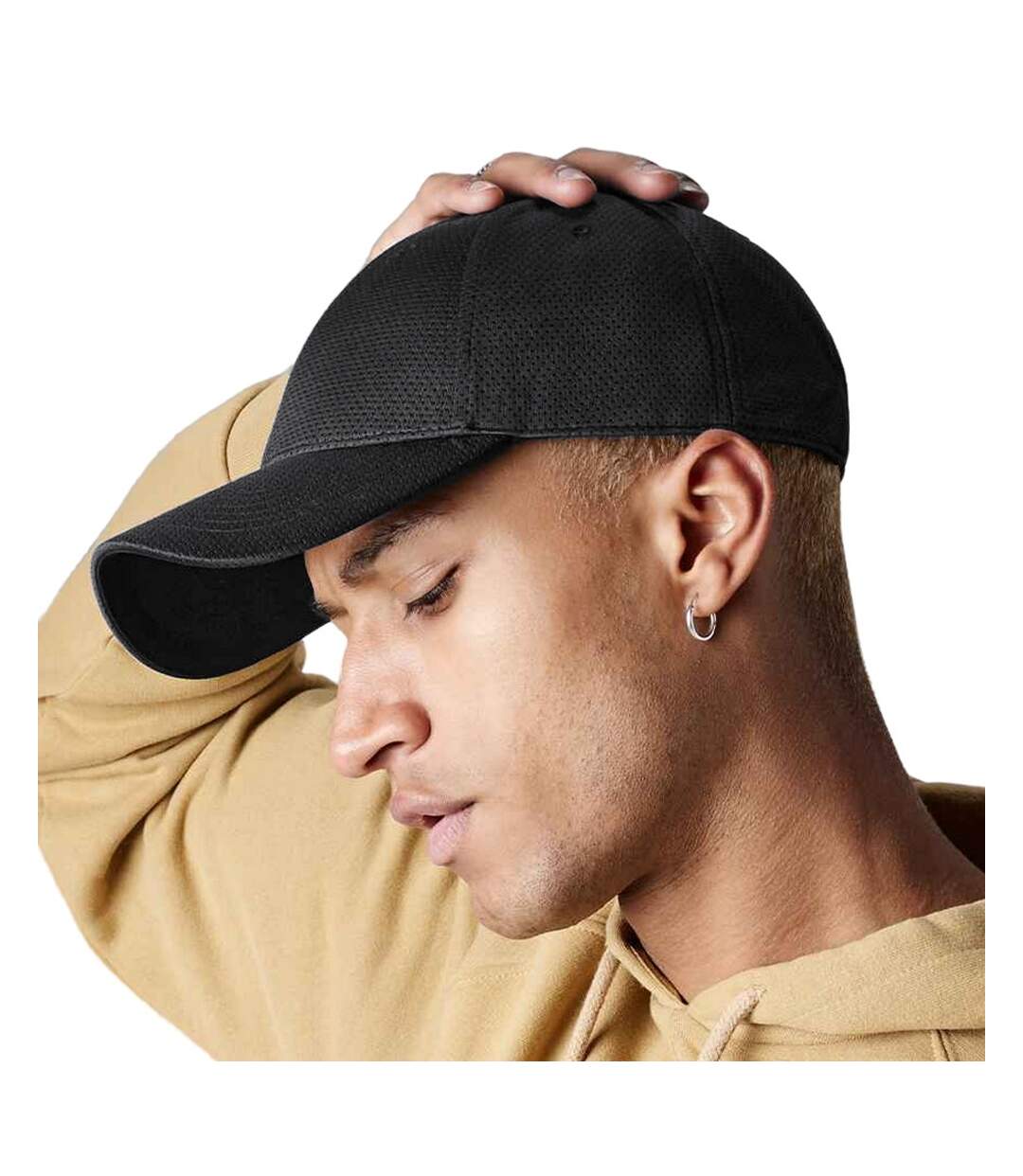 Unisex adult 6 panel air-mesh cap black Beechfield-2