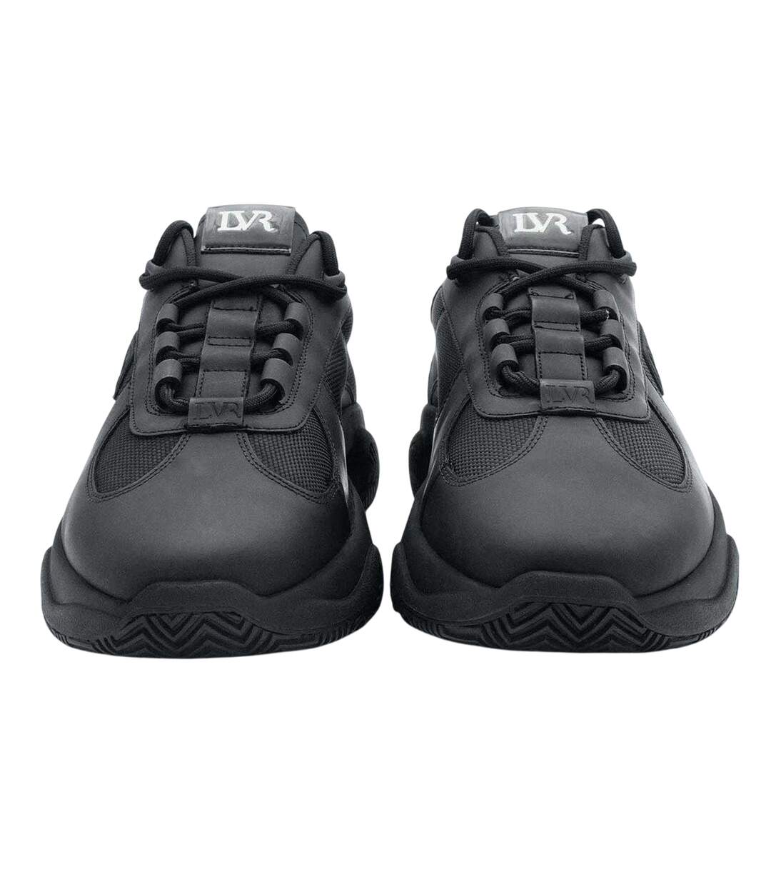 Mens Pacific 2.0 Leather Chunky Flat Trainers Black Lavair-4
