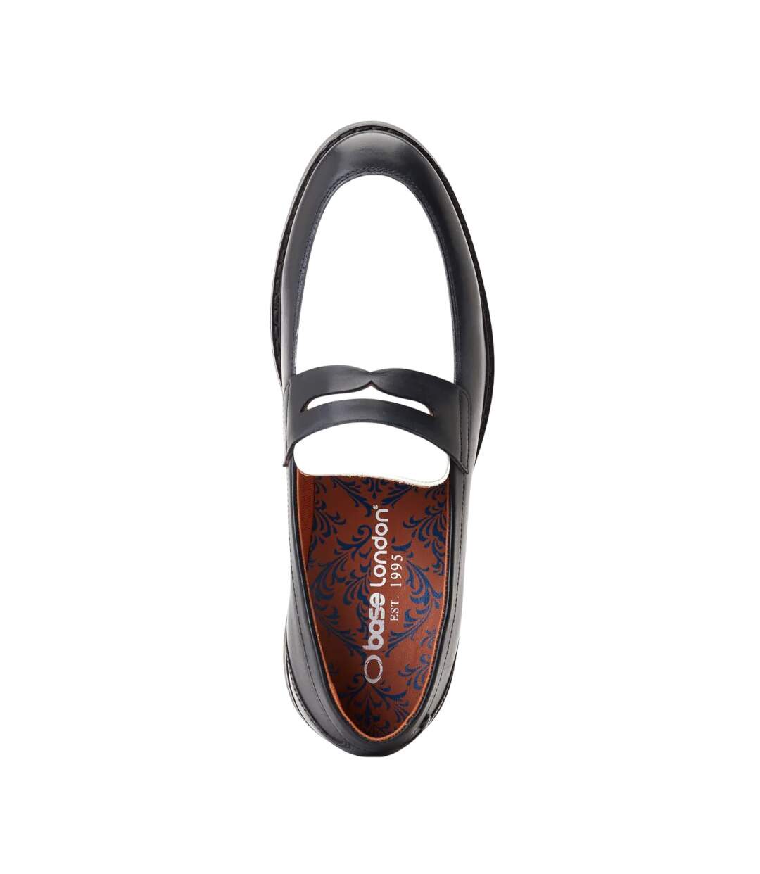 Mens Sid Leather Penny Loafers Black White Base London-4