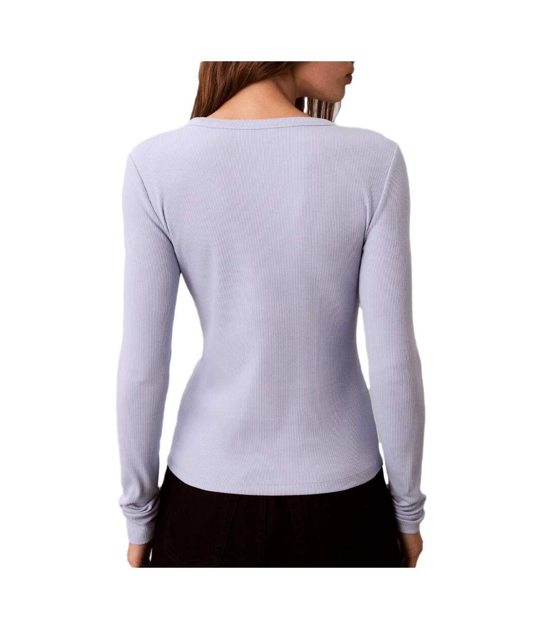 T-Shirt manches longues mauve femme calvin klein jeans label-2
