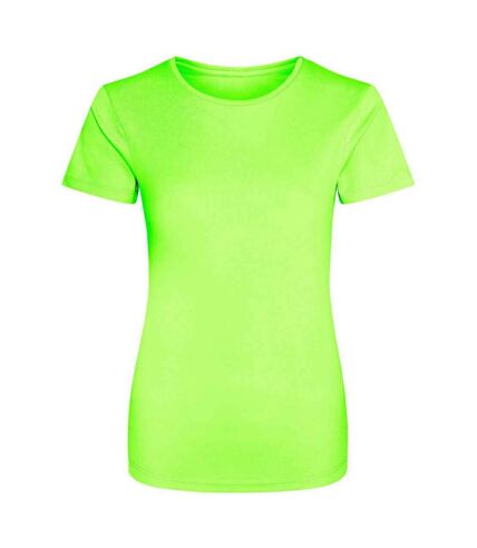 Just cool womens/ladies sports plain t-shirt electric green AWDis