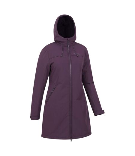 Womens/ladies fern longline soft shell jacket purple Mountain Warehouse