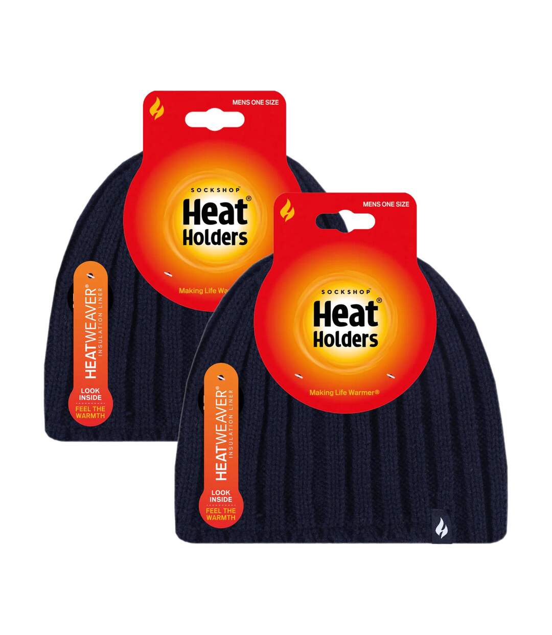 Lot de 2 bonnets d'hiver épais côtelés pour hommes-2
