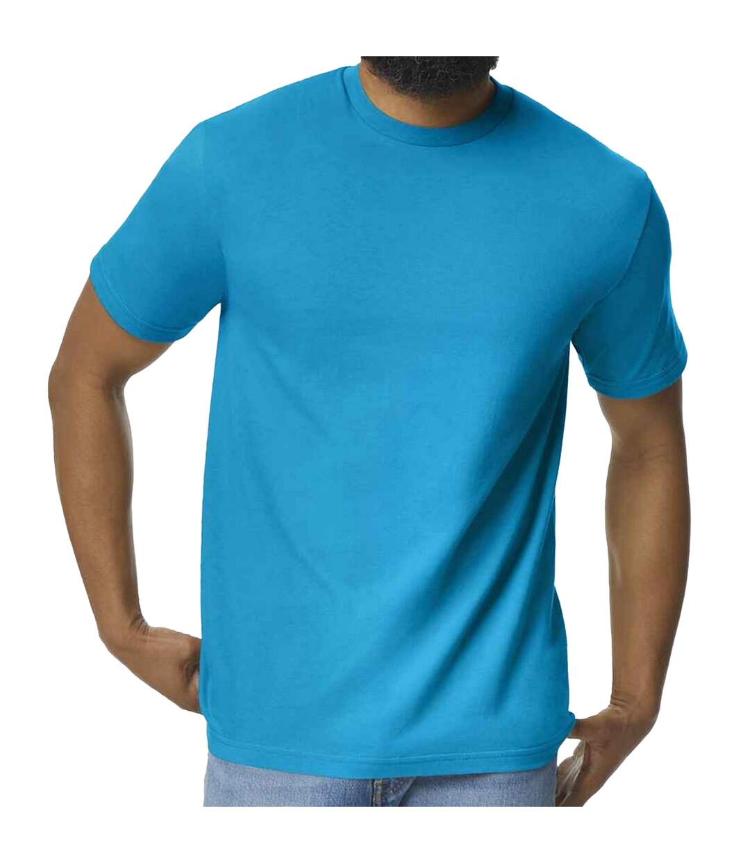 Mens Midweight Soft Touch T-shirt Sapphire Blue Gildan-1