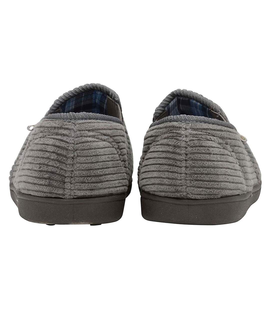 Pantoufles doublées tartan pour hommes avec mousse à mémoire de forme-4