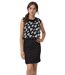 Robe femme sans manches imprimée noire avec ceinture - Féminine et légère-1